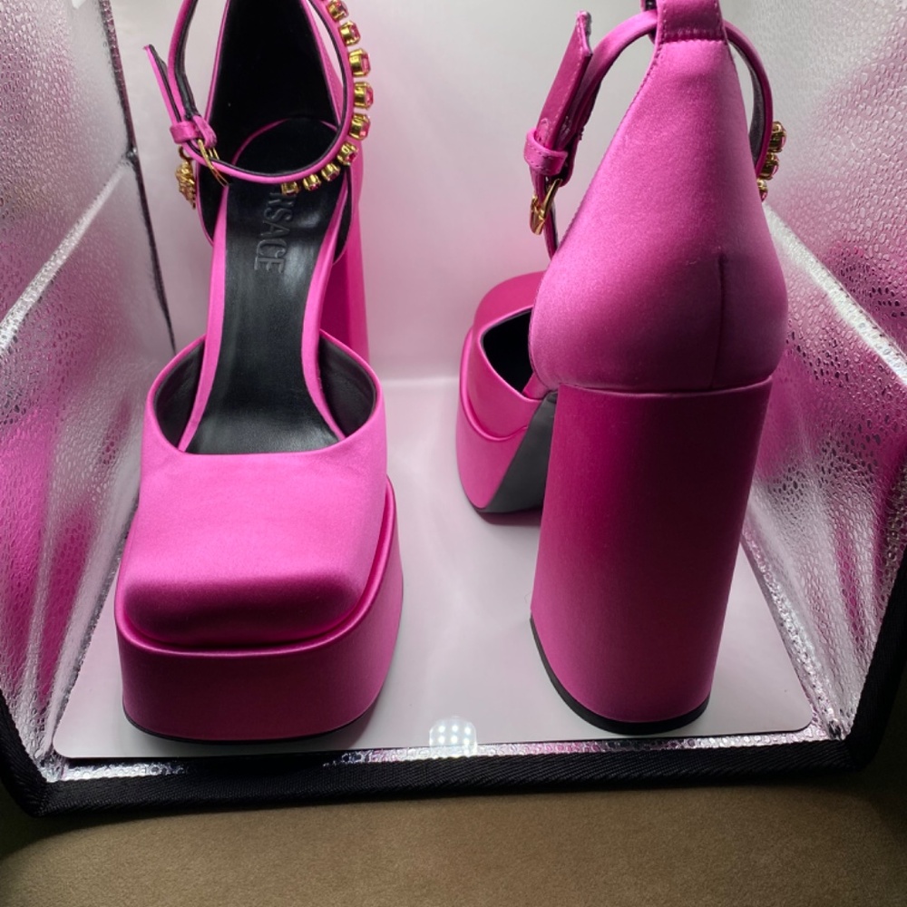 Versace Medusa Pink Platform Heels - Picture 8 of 9